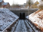 Tidligere jernbaneoverskring. Viadukten er opfrt i forbindelse med at omfartsvejen blev frdig frst i 1960erne.