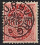 Sjernestempel LAURBJERG p Vbentype. Brugsperioden er fra1895 - ca. 1905